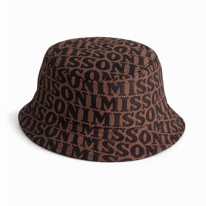 Unisex Missoni Logo Bucket Hat Brown & Black Monogram Print
